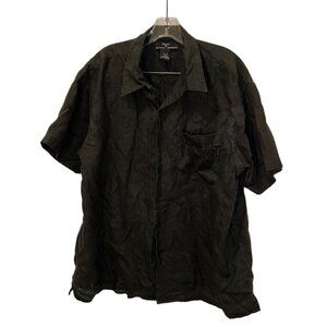 elements Arnold Zimberg black 100% linen short sleeved shirt L